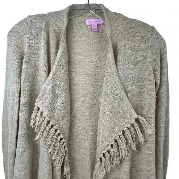 Lilly Pulitzer Women's Cardigan Sweater XXS Brown Open Front Tassel - Picture 6 of 12